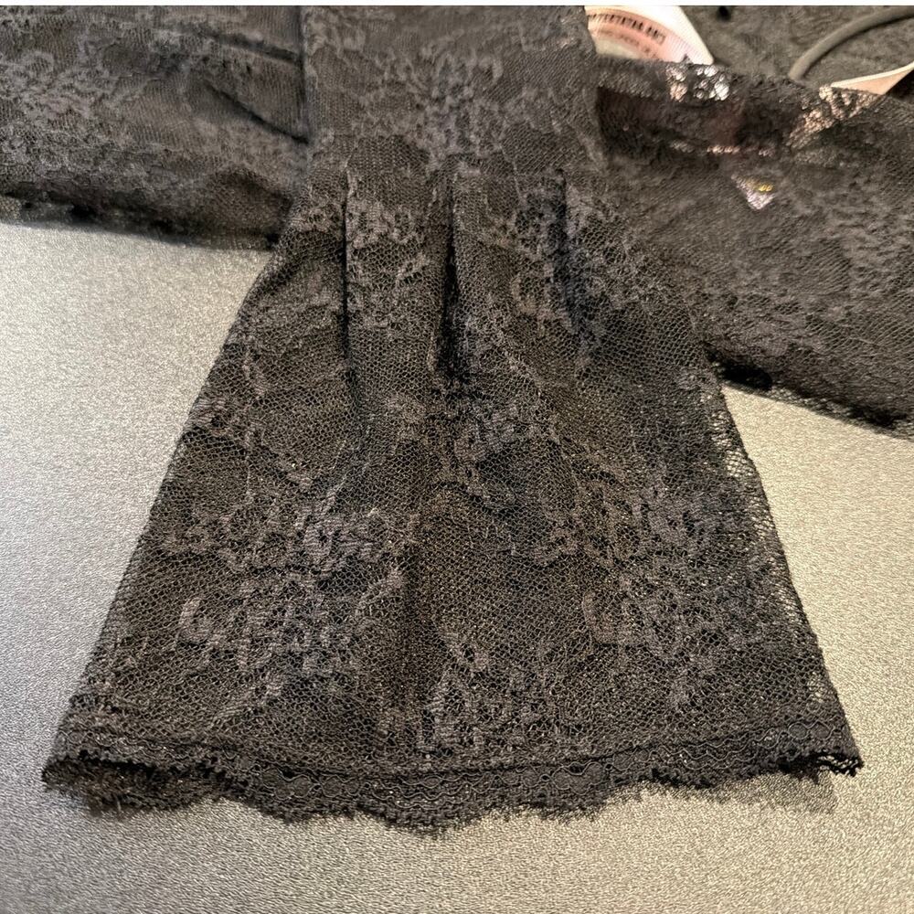 NWOT House of CB London Lace Tie Front Crop Top Long Sleeve, Black, Size Large - Picture 2 of 4